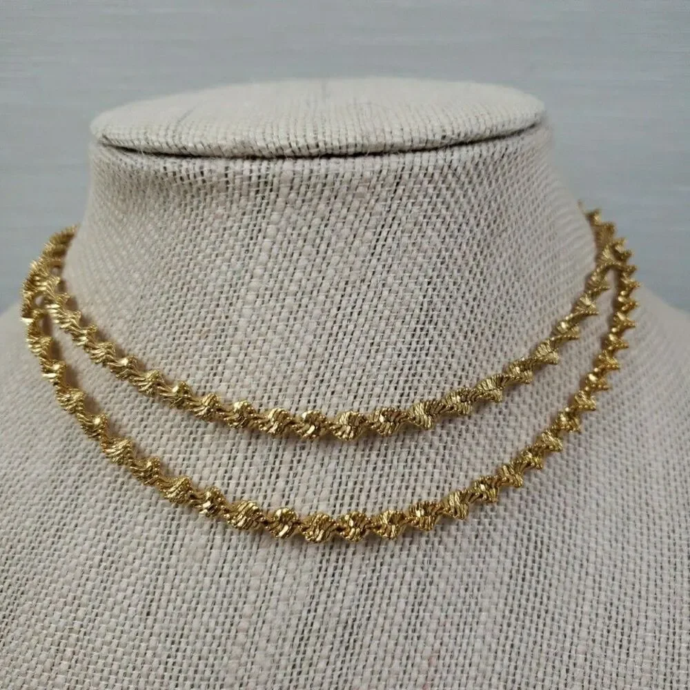 VTG Napier Sparkly Faceted Twist Rope Chain Necklace 28
